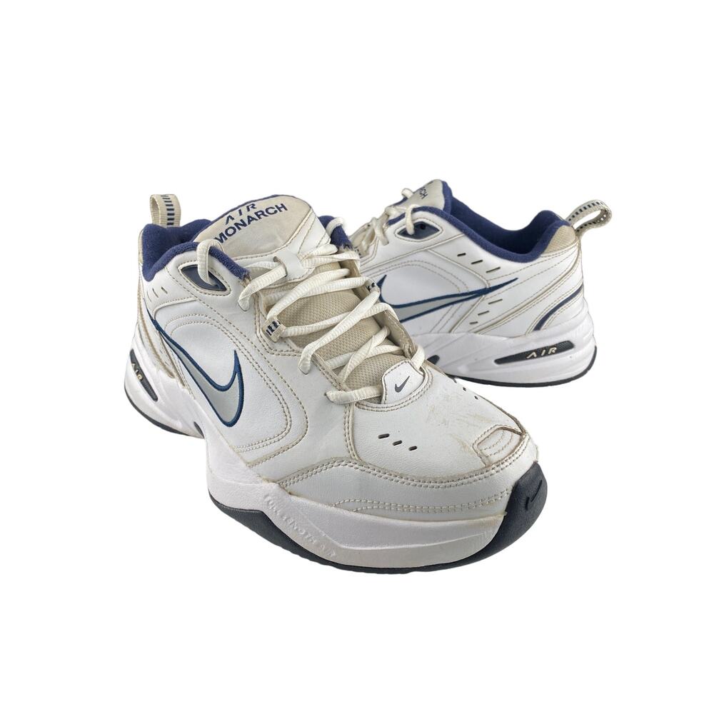 Nike Air Monarch IV 4 White Silver Navy Retro Men Casual Chunky Shoes 415445-102